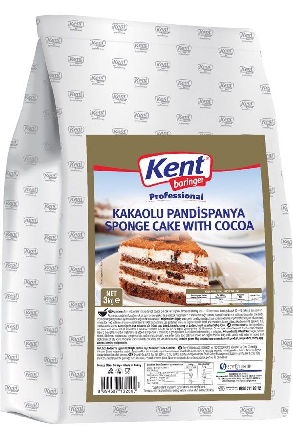 Kent Boringer Pandispanya Kakaolu Kek 3 Kg